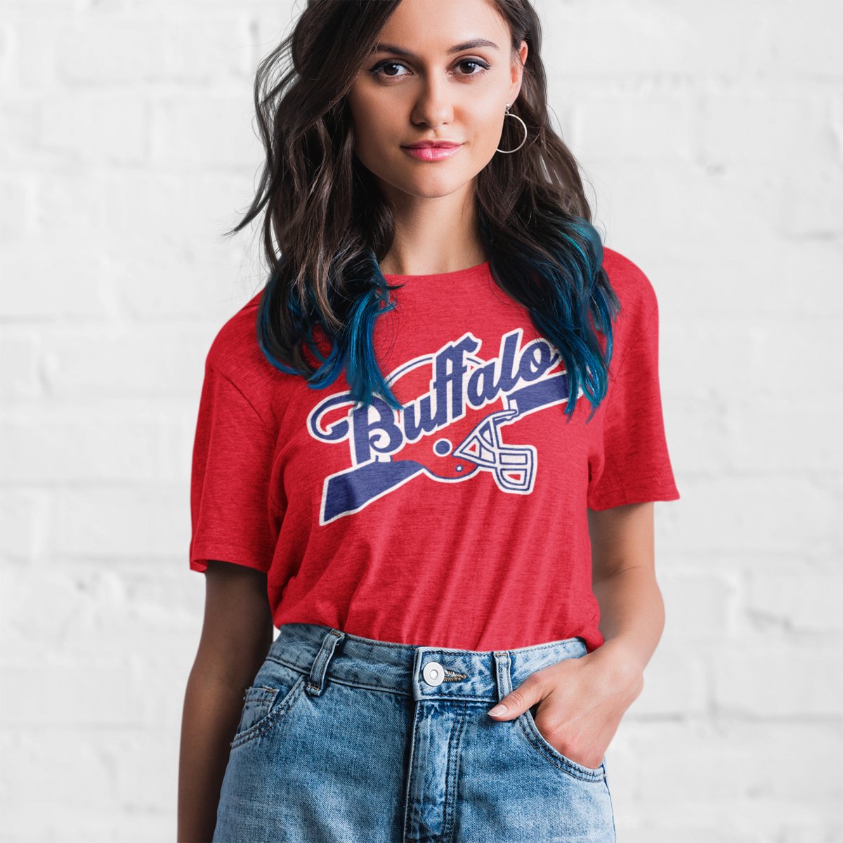 Buffalo Helmet Script T - Shirt - Leveled Up Labels