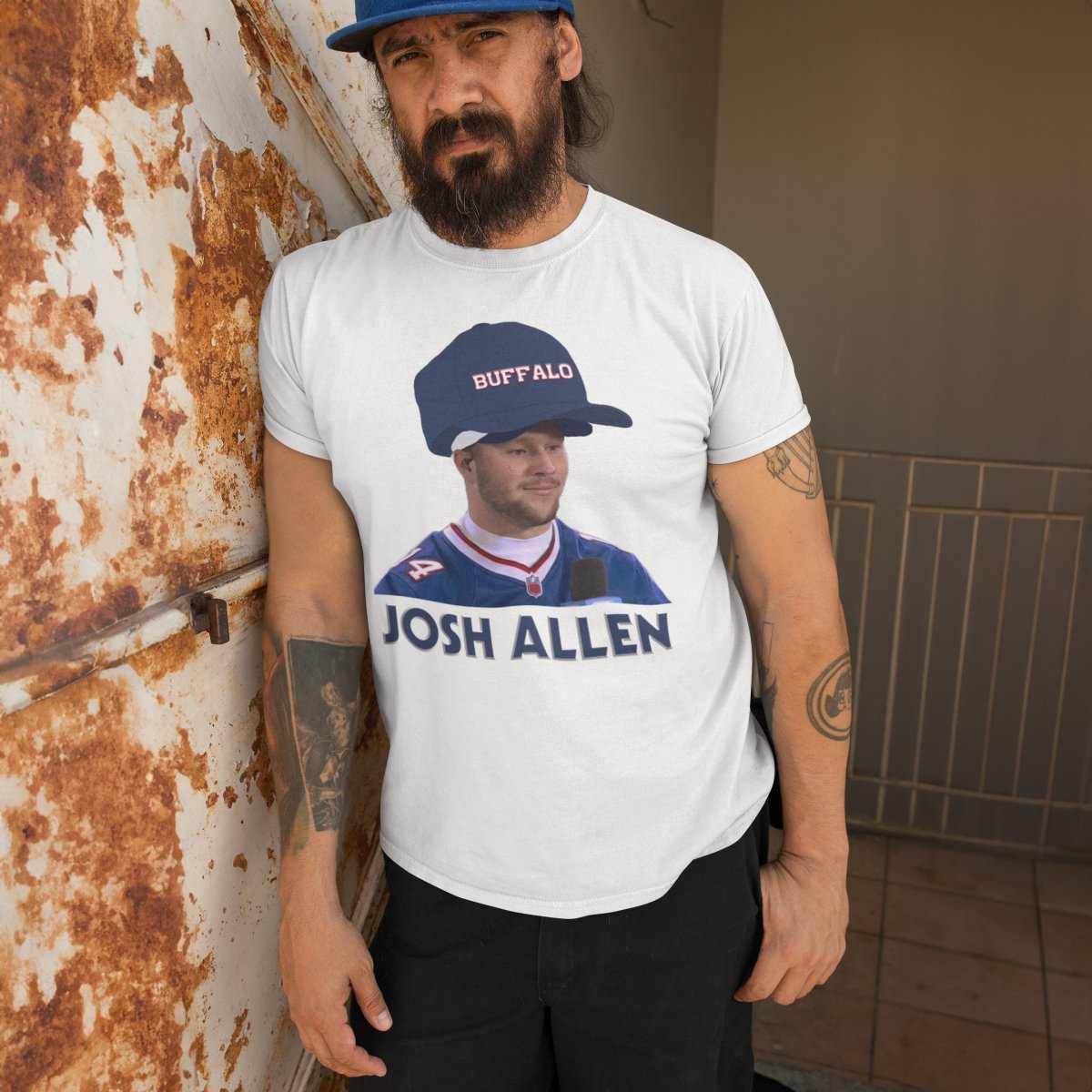 Josh Allen Big Hat T - Shirt - Leveled Up Labels