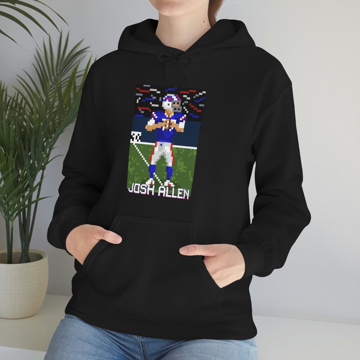 Unisex Josh Allen Pixel Art Hoodie - Leveled Up Labels