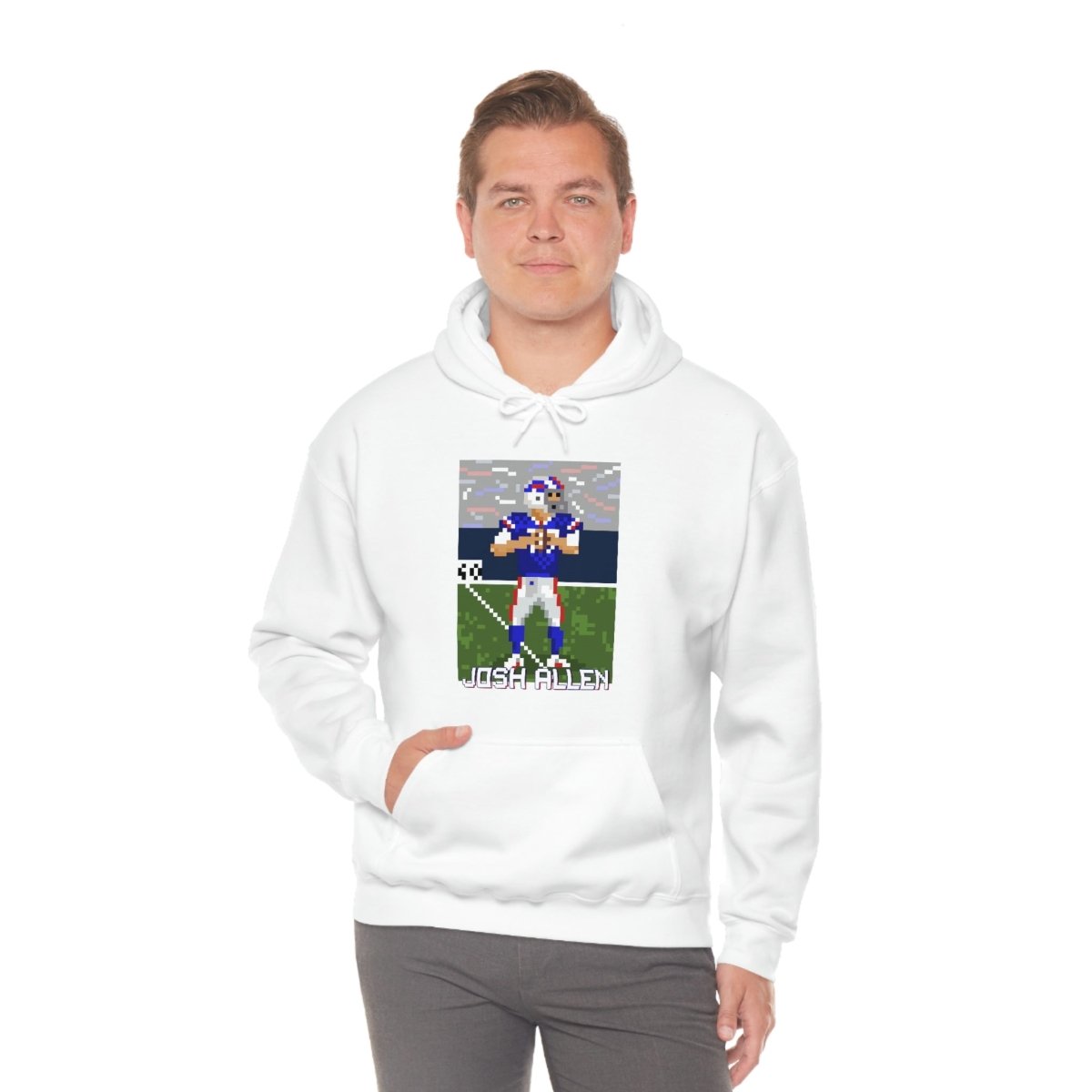 Unisex Josh Allen Pixel Art Hoodie - Leveled Up Labels