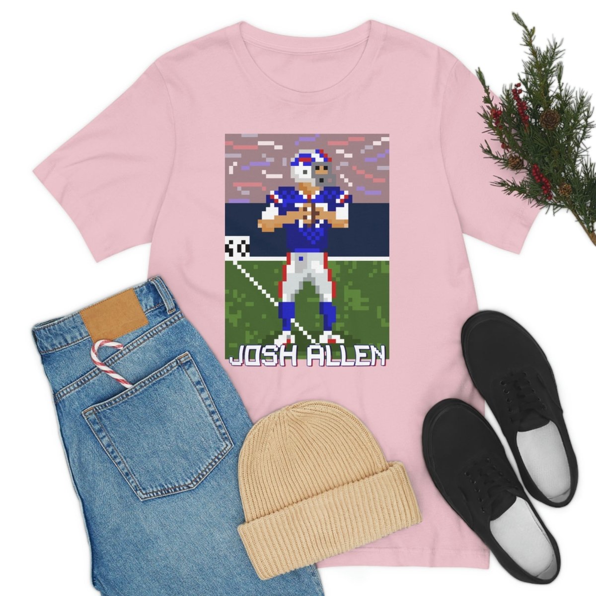 Unisex Josh Allen Pixel Art T - Shirt - Leveled Up Labels