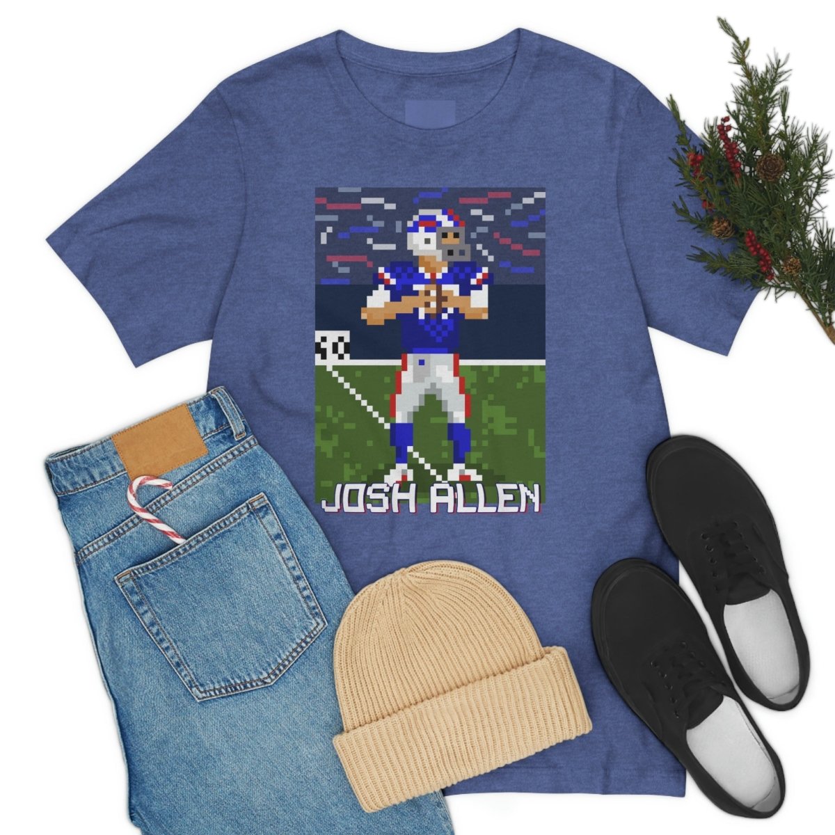Unisex Josh Allen Pixel Art T - Shirt - Leveled Up Labels