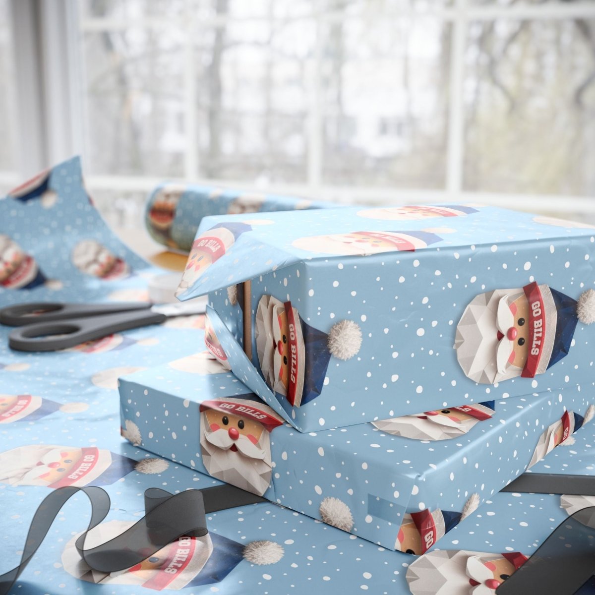 Go Bills Santa Wrapping Paper - Leveled Up Labels