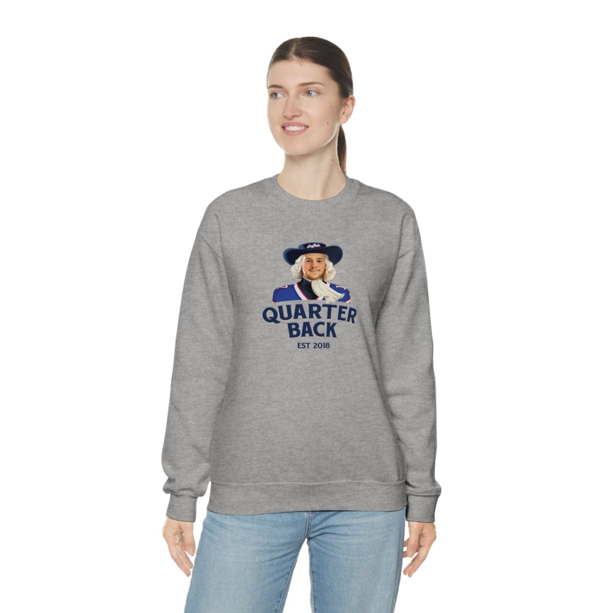 Josh Allen Quarterback "Quaker" Parody Crewneck Sweatshirt - Leveled Up Labels